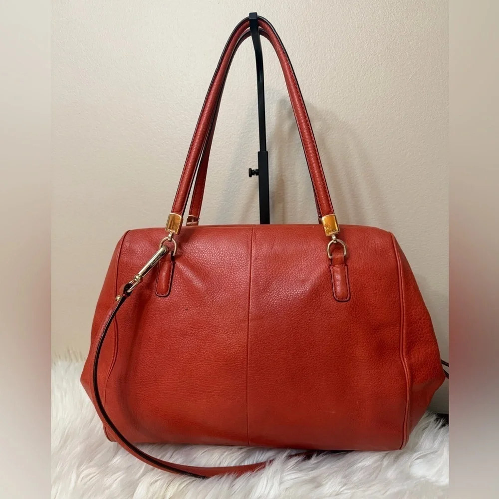 Coach Brick Orange Leather Madison Madeline East West Bag#25166